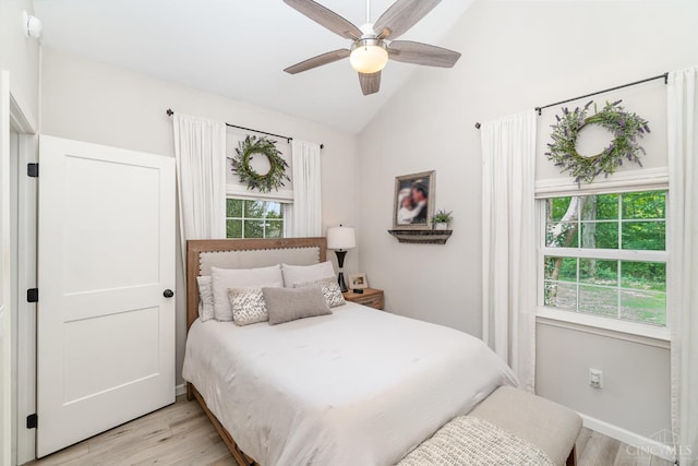 3008 State Route 133, Bethel, OH 45106 - bedroom featuring light wood-type flooring, ceiling fan, and high vaulted ceiling