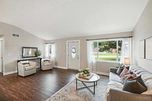 8135 Faller Rd, Hamilton Twp, OH 45039 - living area with vaulted ceiling and wood finished floors