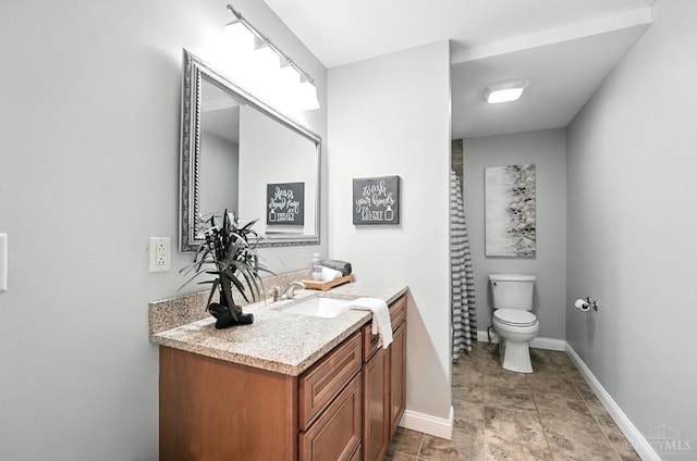 8135 Faller Rd, Hamilton Twp, OH 45039 - full bathroom with vanity, stone finish flooring, and a shower with shower curtain
