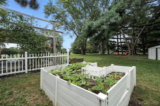 8135 Faller Rd, Hamilton Twp, OH 45039 - view of yard featuring a vegetable garden and a storage unit