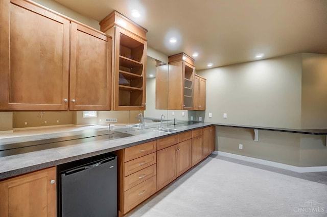 4994 Maxwell Dr, Mason, OH 45040 - kitchen featuring open shelves, dishwasher, recessed lighting, and light carpet