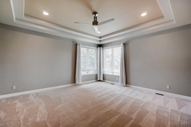 4994 Maxwell Dr, Mason, OH 45040 - unfurnished room with a raised ceiling, a ceiling fan, light carpet, and recessed lighting