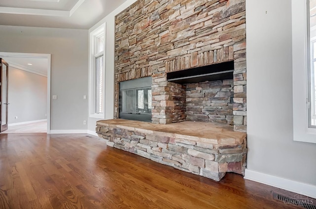 4994 Maxwell Dr, Mason, OH 45040 - unfurnished living room with wood finished floors and a fireplace