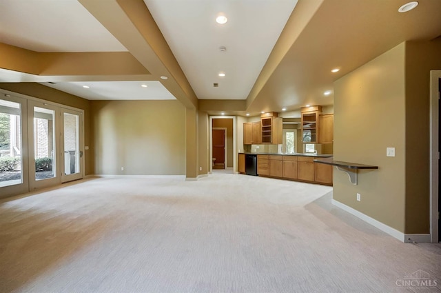 4994 Maxwell Dr, Mason, OH 45040 - unfurnished living room with light carpet, recessed lighting, and french doors