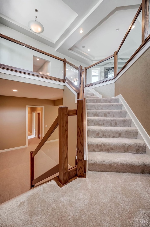 4994 Maxwell Dr, Mason, OH 45040 - stairs featuring carpet and recessed lighting