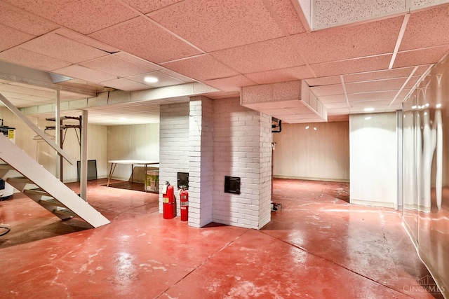 5868 Greenlawn Rd, Fairfield Twp, OH 45011 - finished below grade area with stairway and a drop ceiling