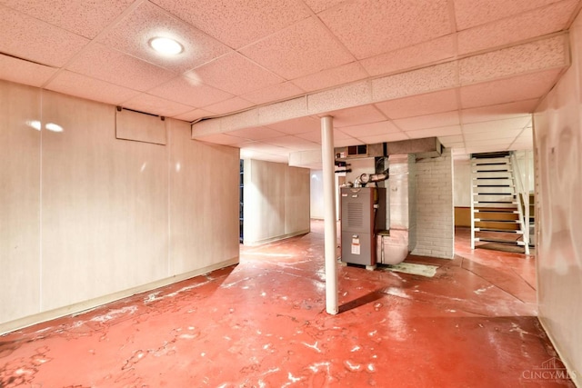 5868 Greenlawn Rd, Fairfield Twp, OH 45011 - finished below grade area featuring a paneled ceiling and heating unit