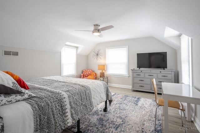 1744 Northampton Dr, Cincinnati, OH 45237 - bedroom featuring light wood-style floors, vaulted ceiling, and a ceiling fan