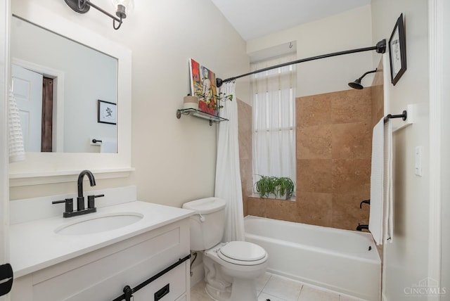 2100 Sinton Ave Unit 2, Cincinnati, OH 45206 - bathroom featuring shower / bath combo with shower curtain, vanity, and tile patterned flooring