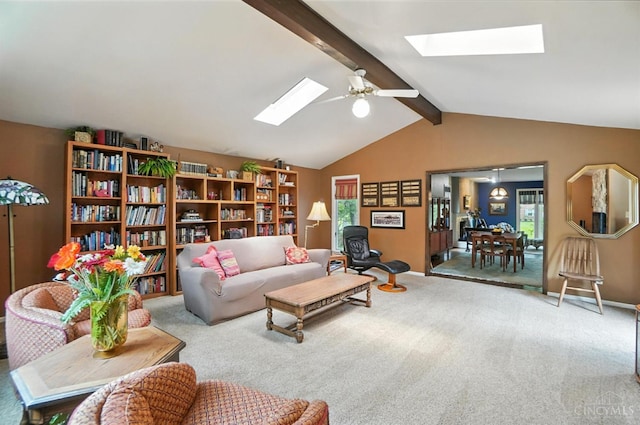 1092 Fox Run Rd, Miami Twp, OH 45150 - living room with a skylight, carpet floors, and a ceiling fan