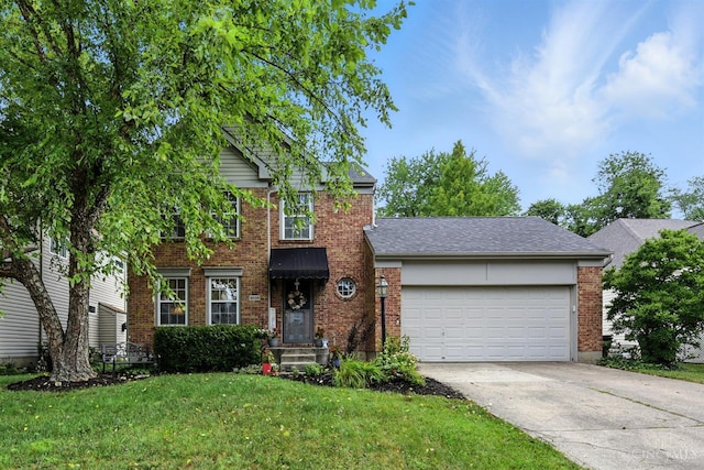 8538 Sunmont Dr, Anderson Twp, OH 45255 - traditional home with driveway, a front yard, an attached garage, and brick siding