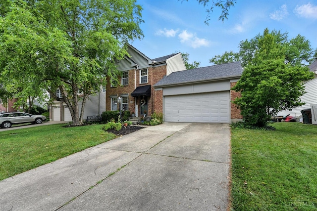 8538 Sunmont Dr, Anderson Twp, OH 45255 - traditional-style home with a garage, brick siding, a front lawn, and concrete driveway