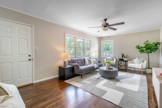 3803 Hampton Pl, Middletown, OH 45042 - living room with ceiling fan and wood finished floors