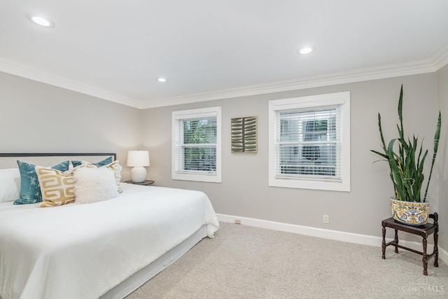 1117 Cypress St, Cincinnati, OH 45206 - bedroom featuring carpet floors, crown molding, and recessed lighting
