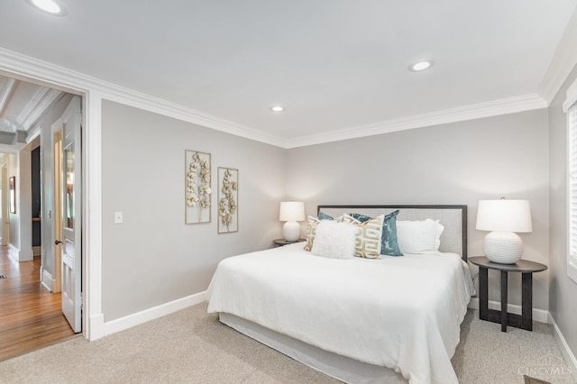 1117 Cypress St, Cincinnati, OH 45206 - bedroom featuring ornamental molding, recessed lighting, and carpet
