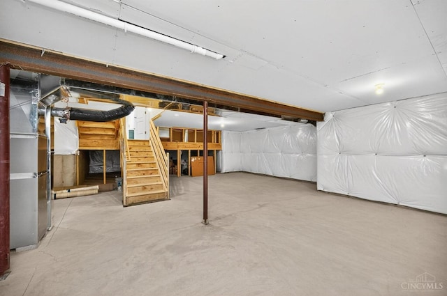 5322 Observer Ct, Turtle Creek Twp, OH 45036 - unfinished basement featuring stairs and heating unit