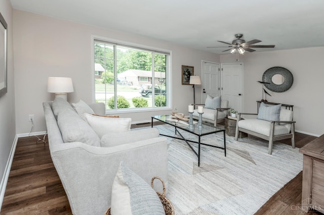 601 Comet Dr, Union Twp, OH 45244 - living area featuring wood finished floors and a ceiling fan