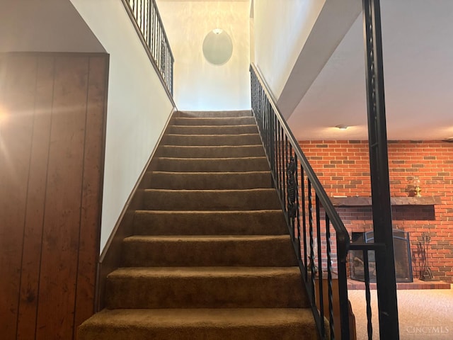 44 Strathmore Blvd, Athens, OH 45701 - staircase featuring a wood stove