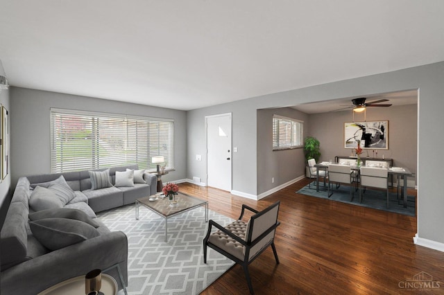 5611 Glengate Ln, Cincinnati, OH 45212 - living room with wood finished floors and a ceiling fan