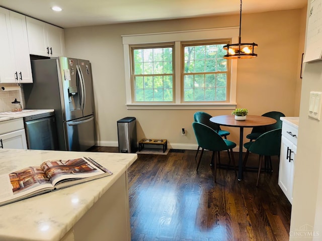 4 Creekwood Sq, Glendale, OH 45246 - kitchen featuring dishwashing machine, dark wood-type flooring, white cabinets, decorative light fixtures, and recessed lighting
