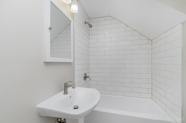 1427 Beaverton Ave, Cincinnati, OH 45237 - bathroom with vaulted ceiling and washtub / shower combination