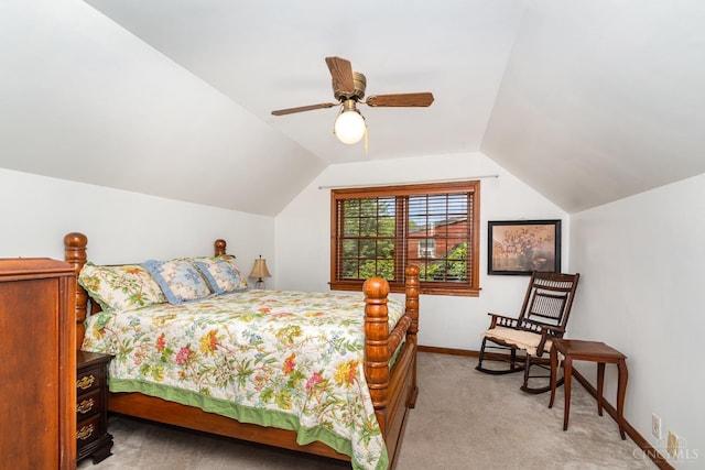 1107 Covedale Ave, Cincinnati, OH 45238 - bedroom featuring light carpet, vaulted ceiling, and ceiling fan