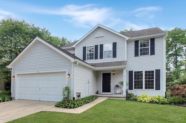 6711 Bayberry Ct, Hamilton Twp, OH 45039 - traditional-style house with concrete driveway, a garage, a front yard, and a shingled roof