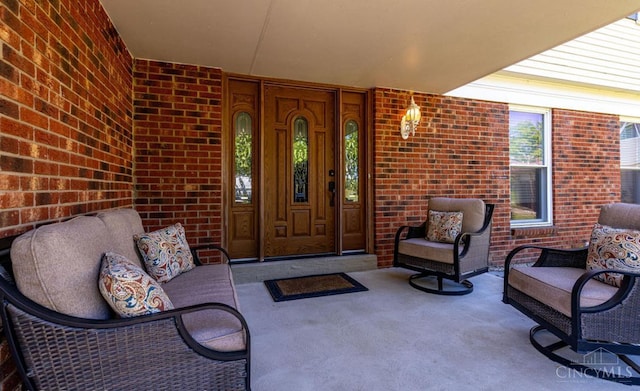 5817 Countryview Ter, Delhi Twp, OH 45233 - entrance to property featuring brick siding and an outdoor hangout area