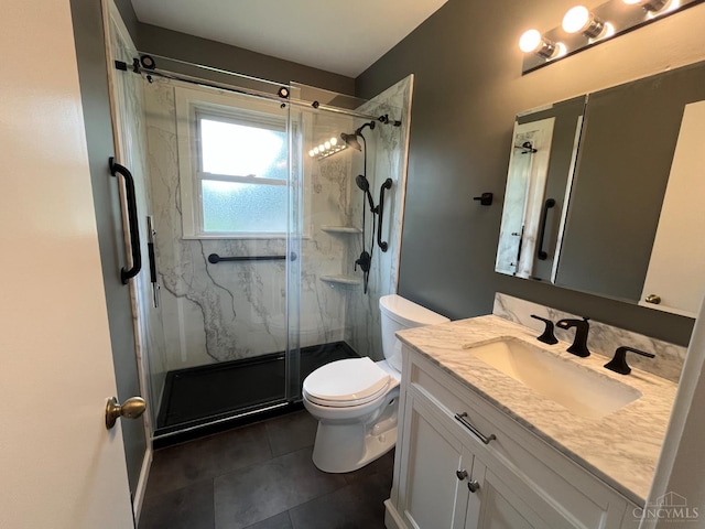 2035 Miles Rd, Cincinnati, OH 45231 - bathroom featuring a marble finish shower, vanity, and tile patterned floors