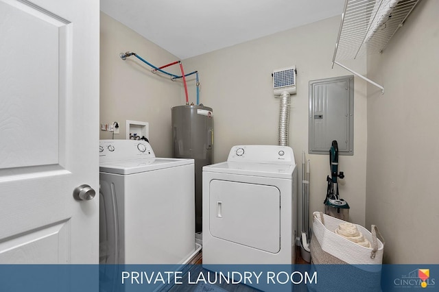 2711 Price Ave, Cincinnati, OH 45204 - laundry area with independent washer and dryer, electric panel, and electric water heater