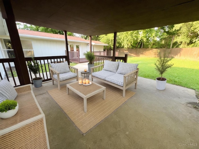 176 Lakeview Dr, Monroe, OH 45044 - deck featuring a fenced backyard, an outdoor hangout area, and a patio
