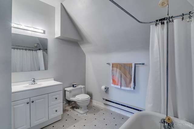 2153 Sinton Ave, Cincinnati, OH 45206 - bathroom featuring baseboard heating, vanity, a tub, and a shower with curtain