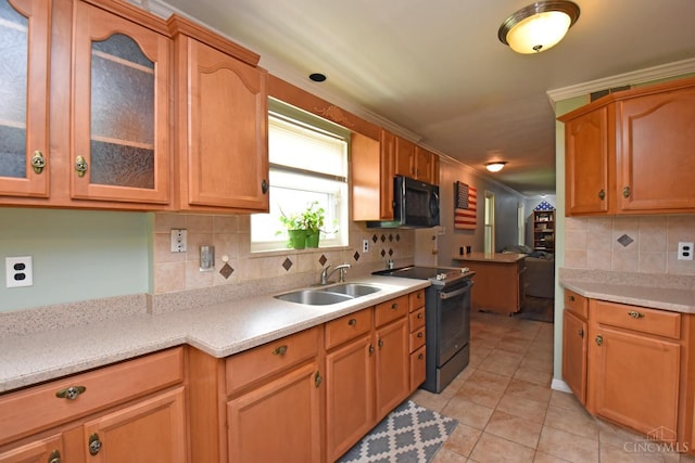 1008 Garden Ave, Middletown, OH 45044 - kitchen with electric range oven, black microwave, and light countertops
