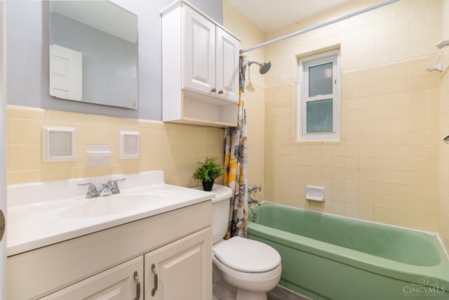 1127 Anderson Fry, Delhi Twp, OH 45238 - bathroom with tile walls, vanity, and shower / bath combination with curtain