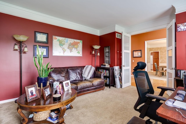 5088 Harvestdale Dr, Mason, OH 45040 - home office featuring light colored carpet and ornamental molding