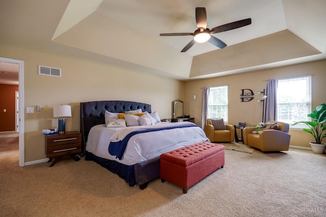 5088 Harvestdale Dr, Mason, OH 45040 - carpeted bedroom with a raised ceiling and a ceiling fan