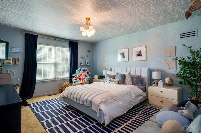 5088 Harvestdale Dr, Mason, OH 45040 - carpeted bedroom featuring baseboards and a chandelier