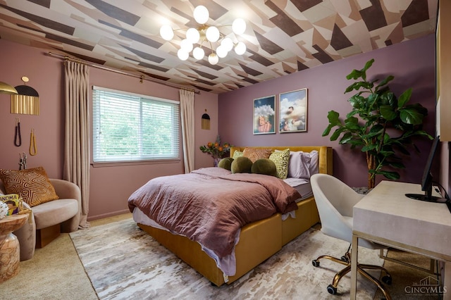 5088 Harvestdale Dr, Mason, OH 45040 - bedroom with a chandelier and light colored carpet