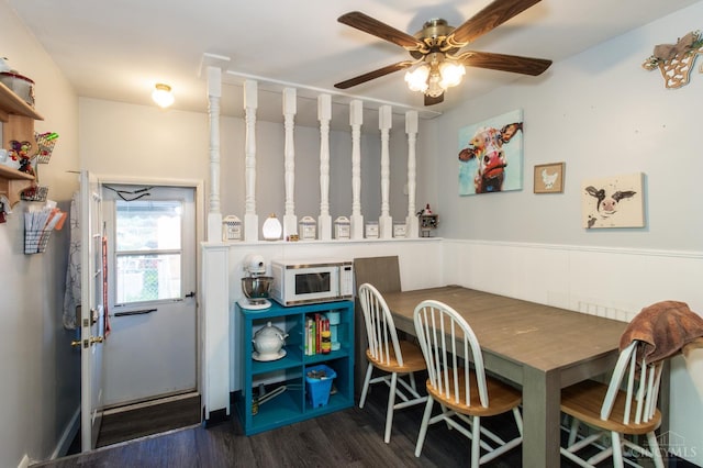 4321 Delhi, Delhi Twp, OH 45238 - dining area with dark wood-type flooring and a ceiling fan