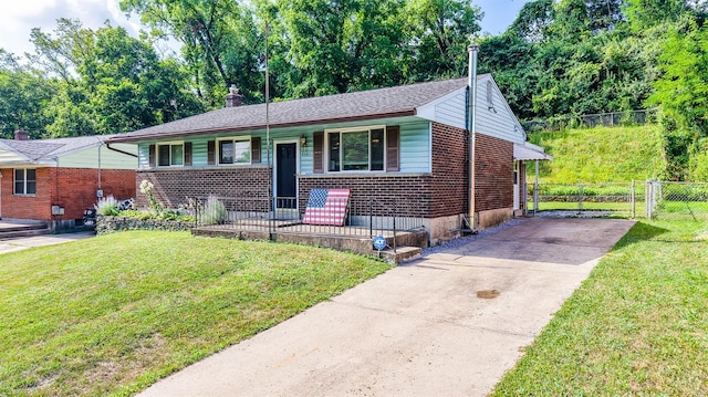 4321 Delhi, Delhi Twp, OH 45238 - view of front of property with a porch, brick siding, driveway, a gate, and a chimney