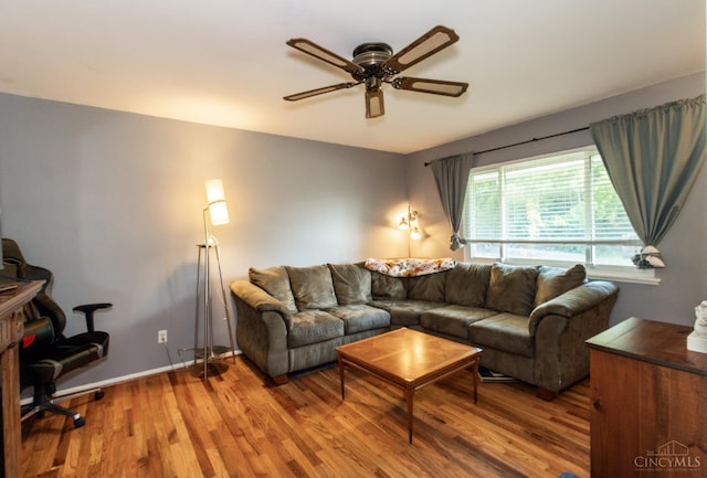 4321 Delhi, Delhi Twp, OH 45238 - living room with a ceiling fan and wood finished floors
