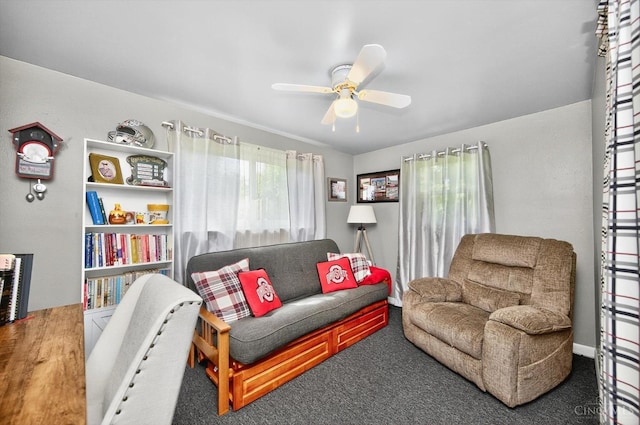 5744 Melody Ln, Milford, OH 45150 - living area featuring a ceiling fan and carpet