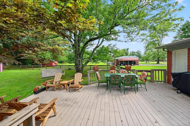 5744 Melody Ln, Milford, OH 45150 - wooden deck with outdoor dining space and area for grilling