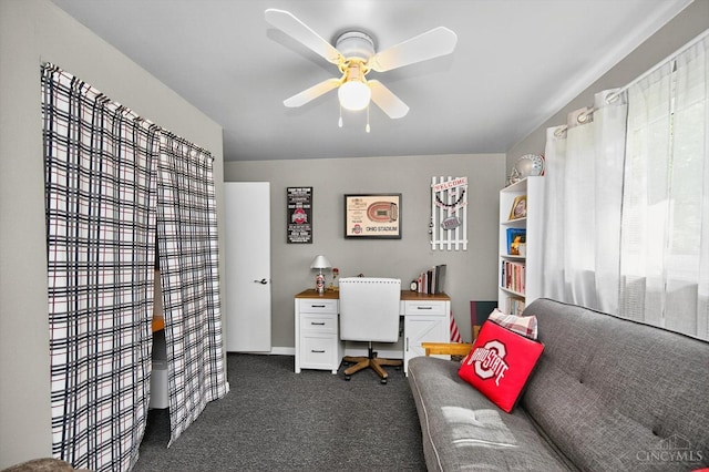 5744 Melody Ln, Milford, OH 45150 - office featuring a ceiling fan and dark carpet