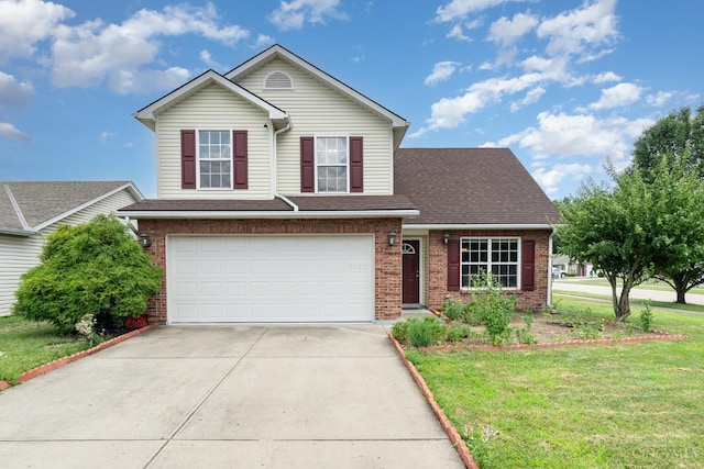 2033 Jackson Ln, Middletown, OH 45044 - traditional-style home featuring brick siding, concrete driveway, a garage, and a front lawn