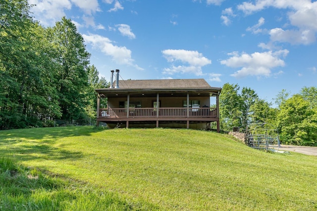 11818 Cloverlick Rd, Bethel, OH 45106 - rear view of house with a yard and a deck