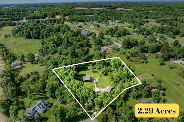 11818 Cloverlick Rd, Bethel, OH 45106 - aerial view of property's location with property parcel outlined and a heavily wooded area