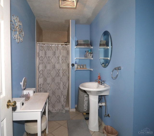 416 N Broadway St, Blanchester, OH 45107 - bathroom featuring tile patterned floors and a shower with curtain