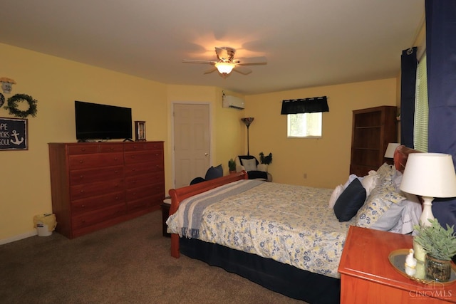 416 N Broadway St, Blanchester, OH 45107 - carpeted bedroom featuring a wall unit AC and ceiling fan