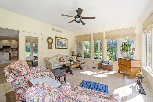 6911 Cozaddale Rd, Goshen, OH 45122 - tiled living area with ceiling fan